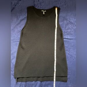 Black, Eileen Fisher, merino wool sleeveless tunic, High/low hem line, Size S